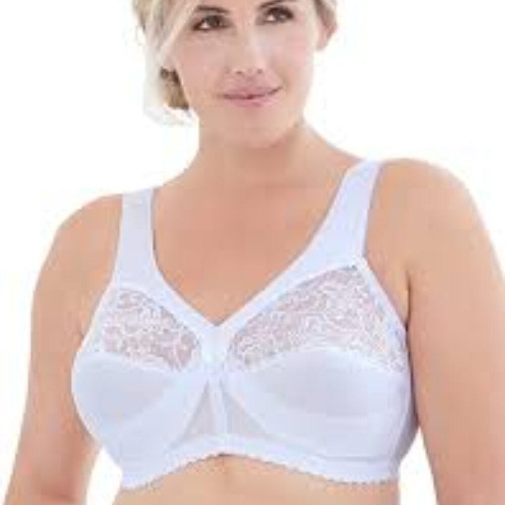 Glamorise Lace Panel Full Coverage White Bra